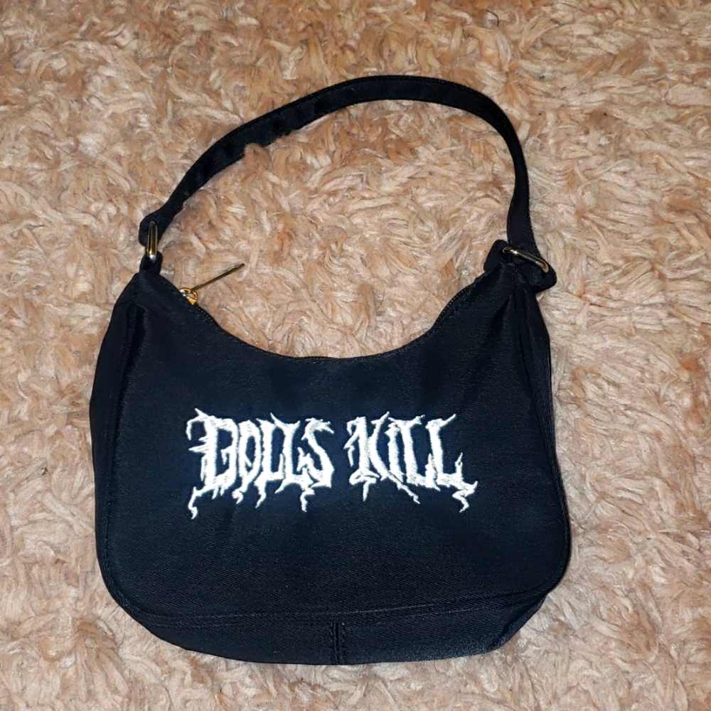 Dolls Kill Embroidery Logo black mini bag purse